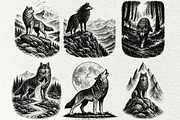 Wolf Wildlife Engraving Graphics, an Animal Illustration by DENIDigitalArtSudio (Thumbnail 7 of 12)