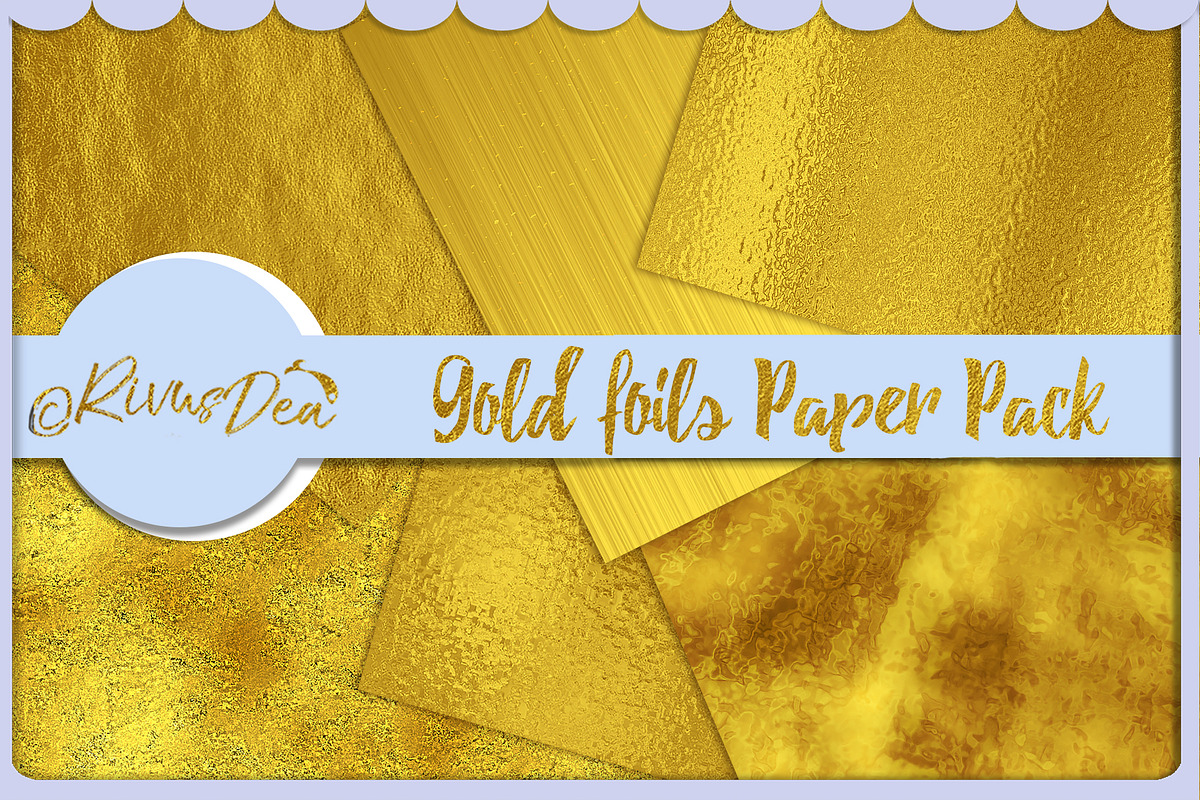 Gold foil digital paper kit, a Texture Graphic by RivusArt