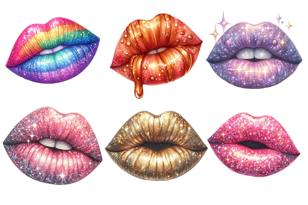 Glitter Lips Clipart Bundle, an Illustration by SinaCreation (Photo 3 of 5)