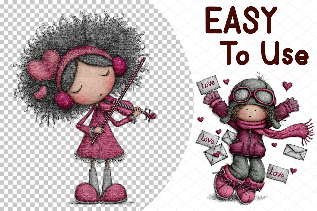 Whimsical Cupid Valentine Clipart, an Illustration by cherrydesign (Photo 4 of 4)