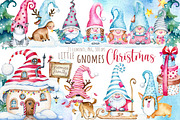 Cute Christmas Gnomes Clipart, an Animal Illustration by SimpleWishesArt (Thumbnail 1 of 9)