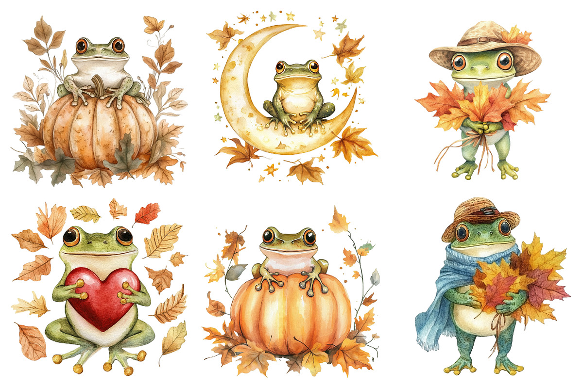 Autumn Frog Sublimation Clipart, an Illustration by CitraGraphics (Photo 3 of 6)
