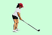 Woman playing golf, a Sport Illustration by Sumberpangan (Thumbnail 2 of 3)