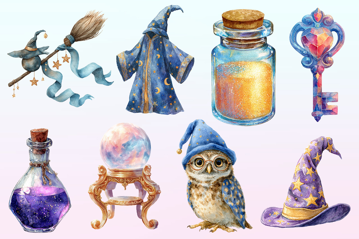 Cute Wizard School Clipart, a Graphic by CitraGraphics (Photo 2 of 4)