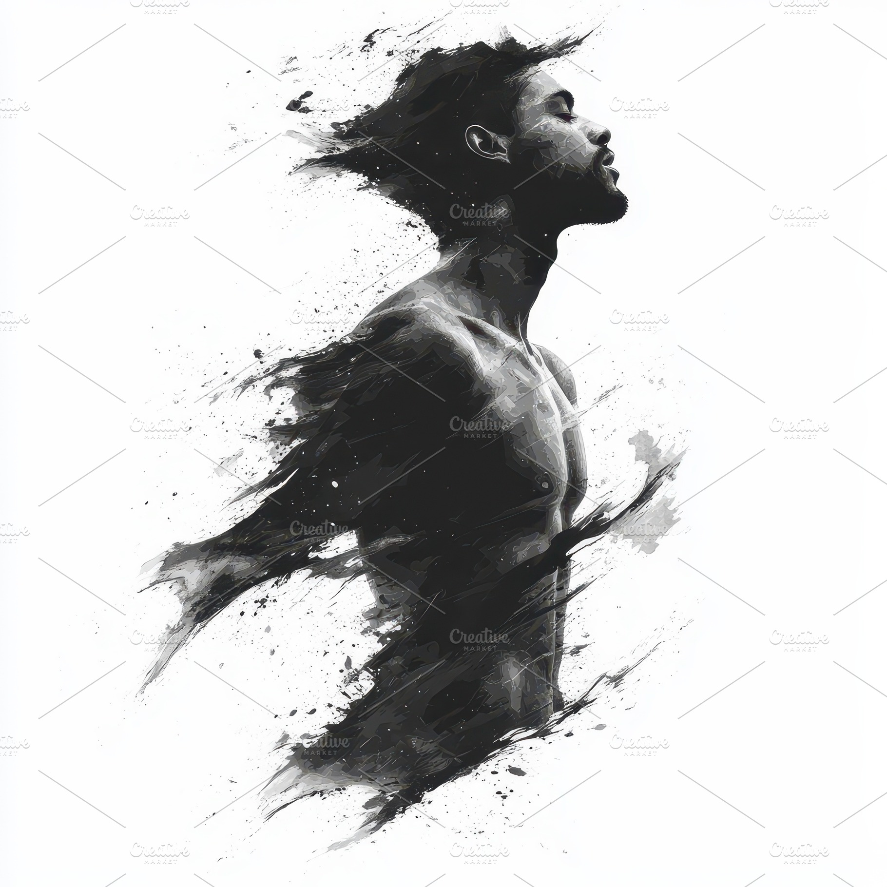 Abstract Man Black Ink Splash Art Pa, an Abstract Photo by Pixeness Studio