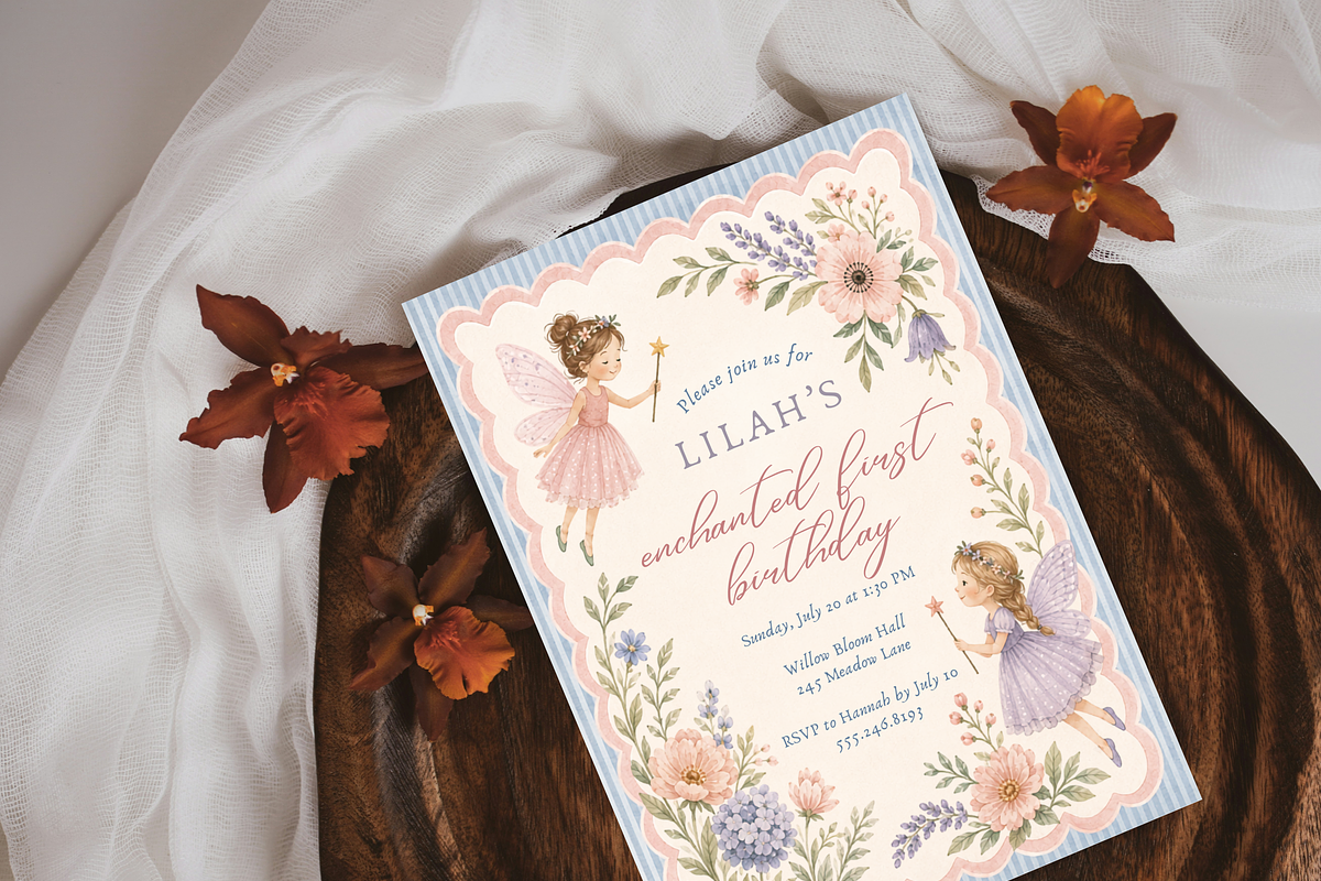 Fairy First Birthday Invitation, an Invitation Template by heynomi (Photo 9 of 18)