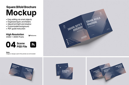Square Bifold Mockup Bundle Set