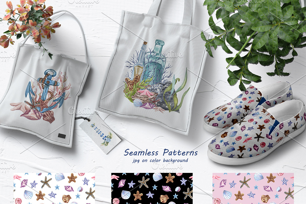 Nautical Seaside Watercolor Set, a Decorative Illustration by BarvArt (Photo 15 of 18)