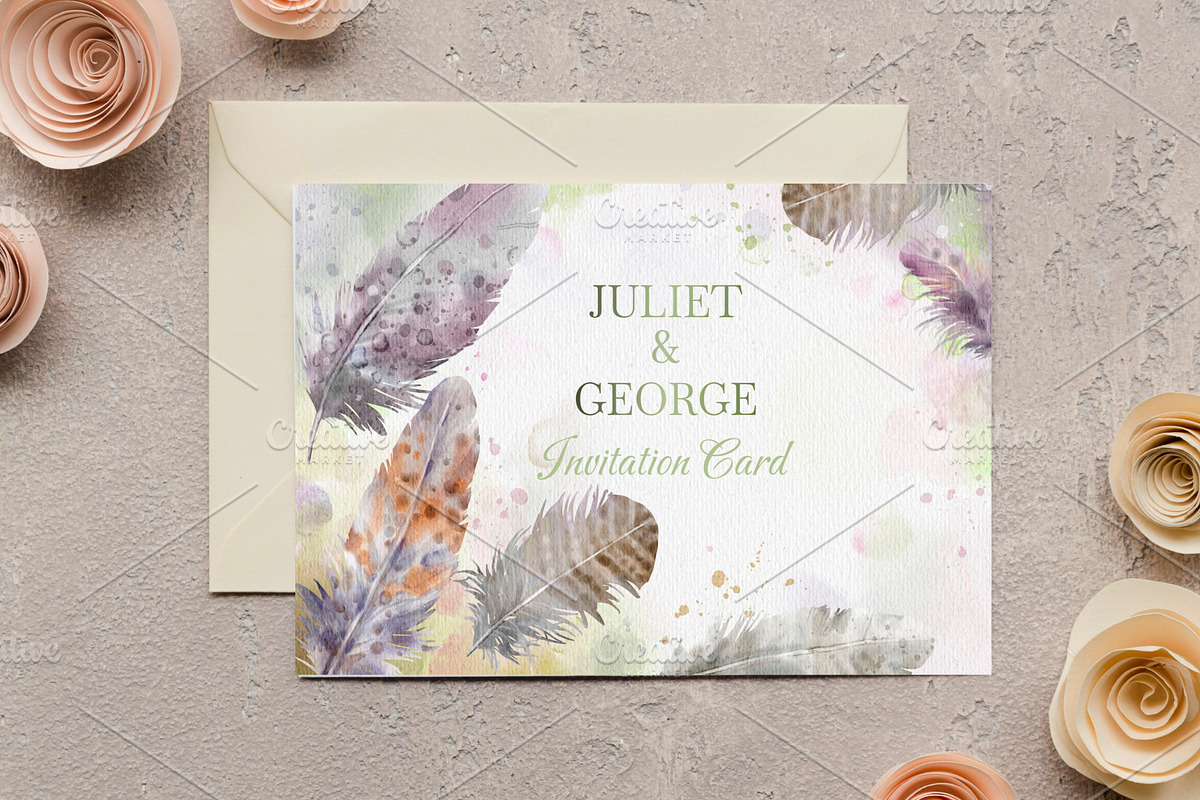 Watercolour Feathers Collection., a Decorative Illustration by VetaDesign (Photo 7 of 8)