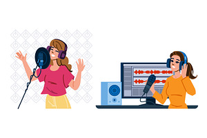 musician singer woman vector, a Person Illustration by pikepicture