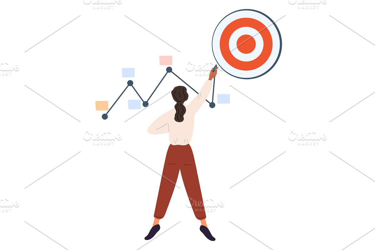 Businesswoman charts path to, a Person Illustration by Vectorbuum