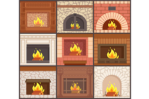 Fireplaces Set Different Shapes