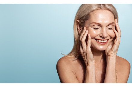 Elegant middle aged woman, head and