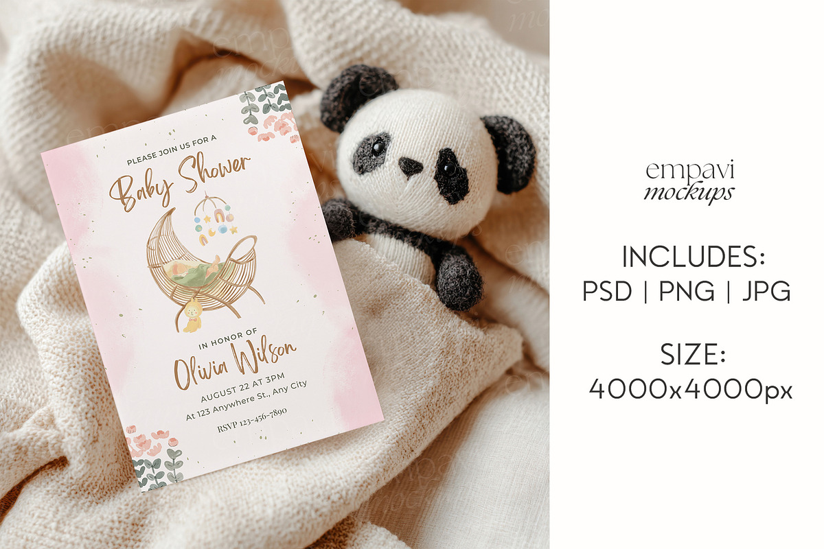 5x7 Baby Shower Card Mockup, a Mockup by EmpaviMockups (Photo 7 of 8)