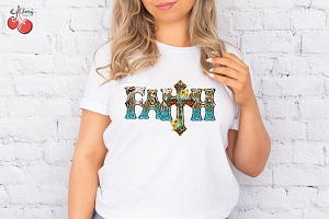 Faith Cross Western Sublimation PNG