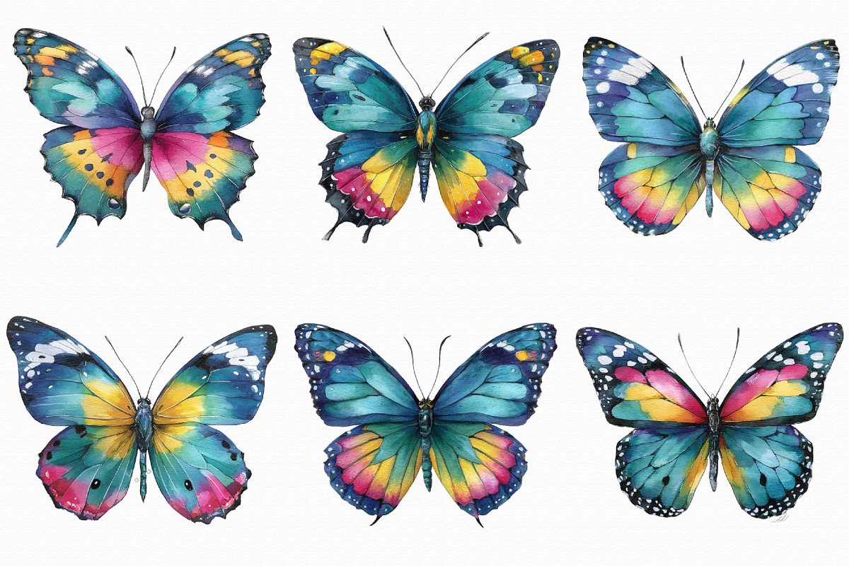 Watercolor Butterflies Clipart, an Illustration by Libby Wishes (Photo 5 of 7)