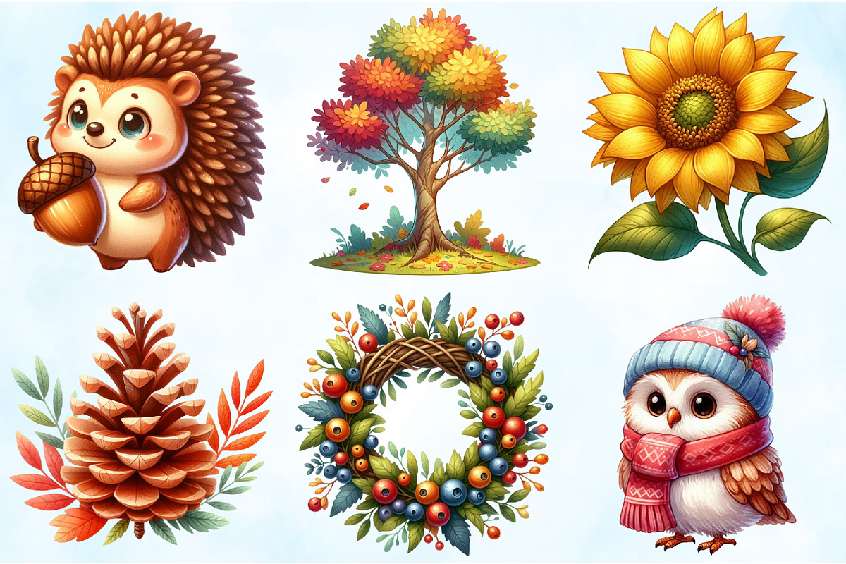 Watercolor Autumn Clipart, an Illustration by Craft Nest (Photo 5 of 5)