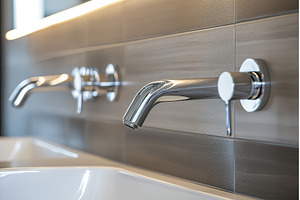 Modern bathroom featuring chrome, an Industrial Photo by Lermont51