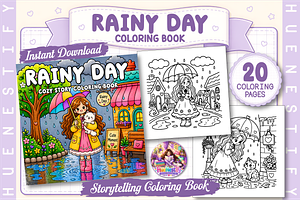 Rainy Day Story Coloring Book, a Person Illustration by HueNestify