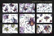 Dark floral watercolor clipart, an Illustration by Kate Lanbina (Thumbnail 16 of 19)