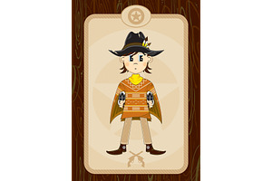 Cartoon Cowboy Sheriff In Poncho