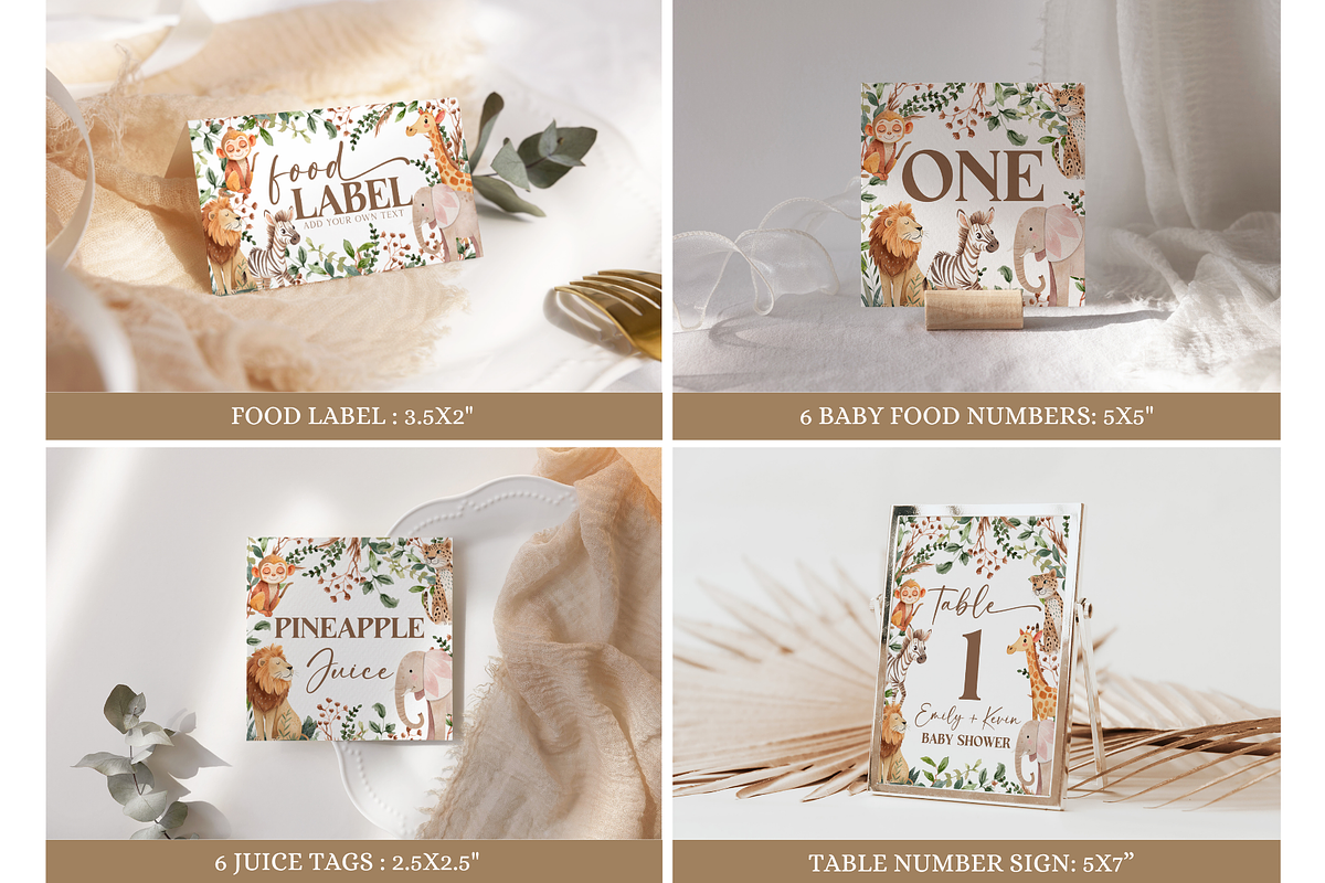 Wild One Safari Baby Shower Bundle, a Templates & Theme by VeliusCreativeStudio (Photo 5 of 9)