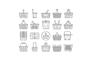 Shopping basket and cart line art, an Object Graphic by pikepicture