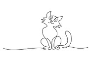 One line draw stylized cartoon cat, a Seasonal Illustration by Valenty (Thumbnail 3 of 3)