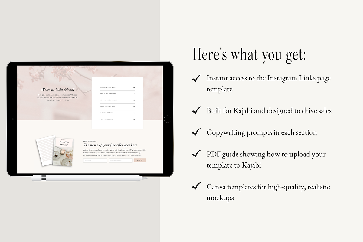 Kajabi Link in Bio Page Template, a Landing Page Template by Pixel & Flow (Photo 3 of 9)