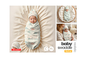 Baby Swaddle & Beanie Mockup Set
