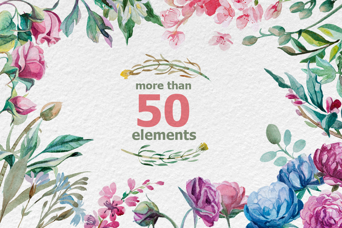 Watercolor different flowers, a Decorative Illustration by katyabuslaeva (Photo 2 of 4)