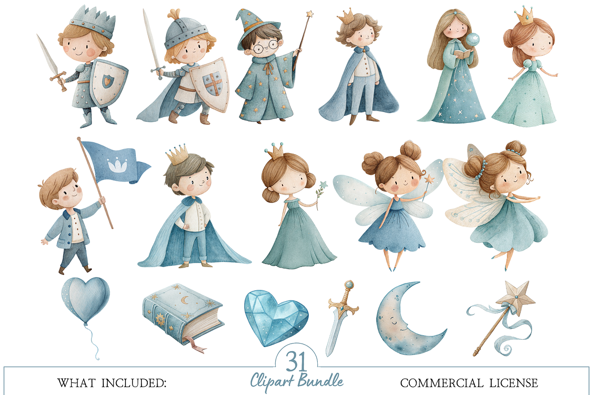 Little Kingdom Watercolor Clipart, an Illustration by MockupWizard (Photo 2 of 5)