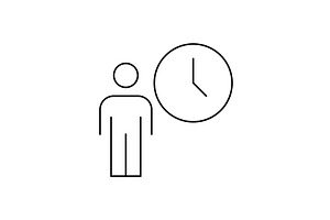 Man with clock line icon. Time, an Outline Icon by Saggitarius