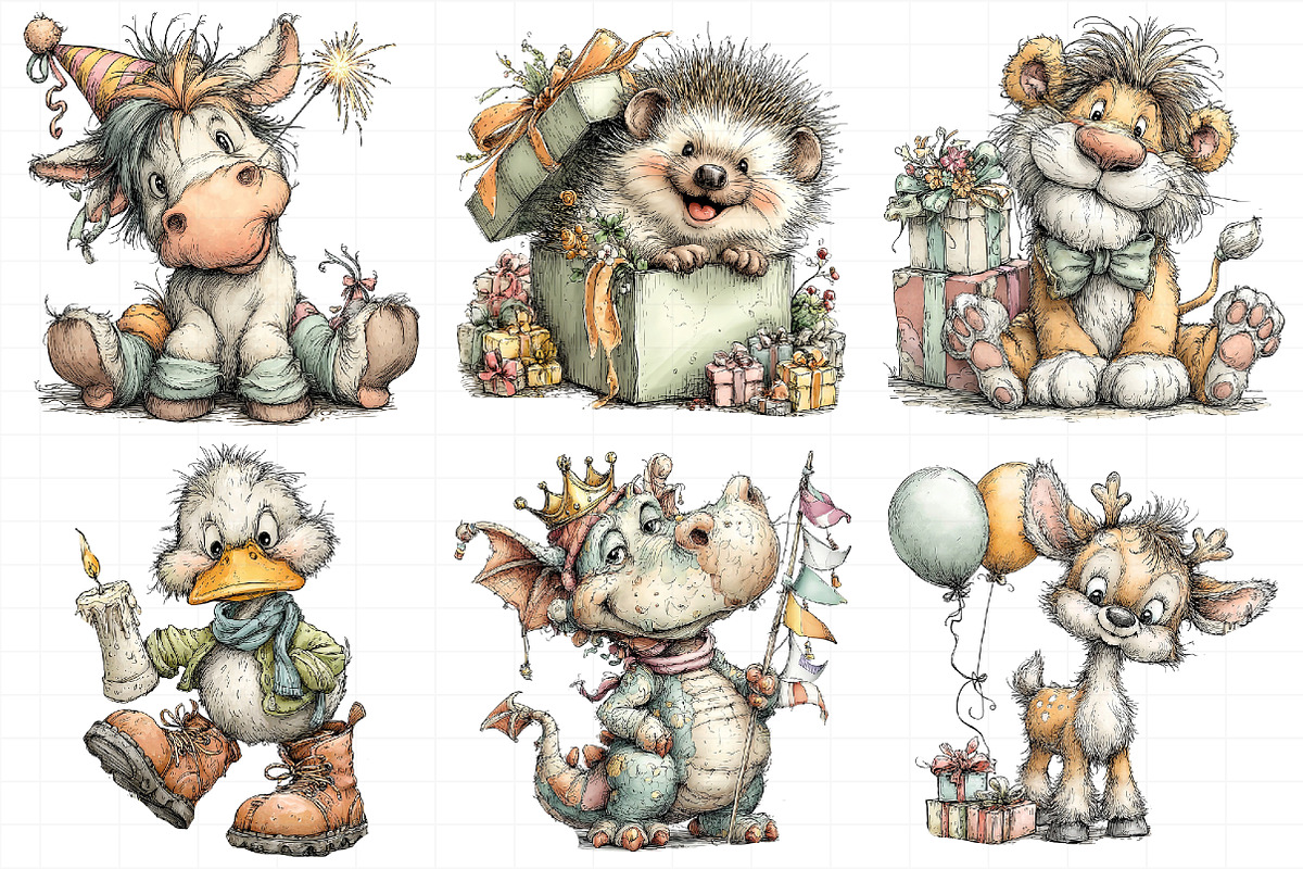 Birthday Animals Clipart, an Illustration by Daily.Designs (Photo 5 of 5)