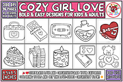 Cozy Girl Love Coloring Pages, an Object Illustration by EduEnrich (Thumbnail 1 of 3)