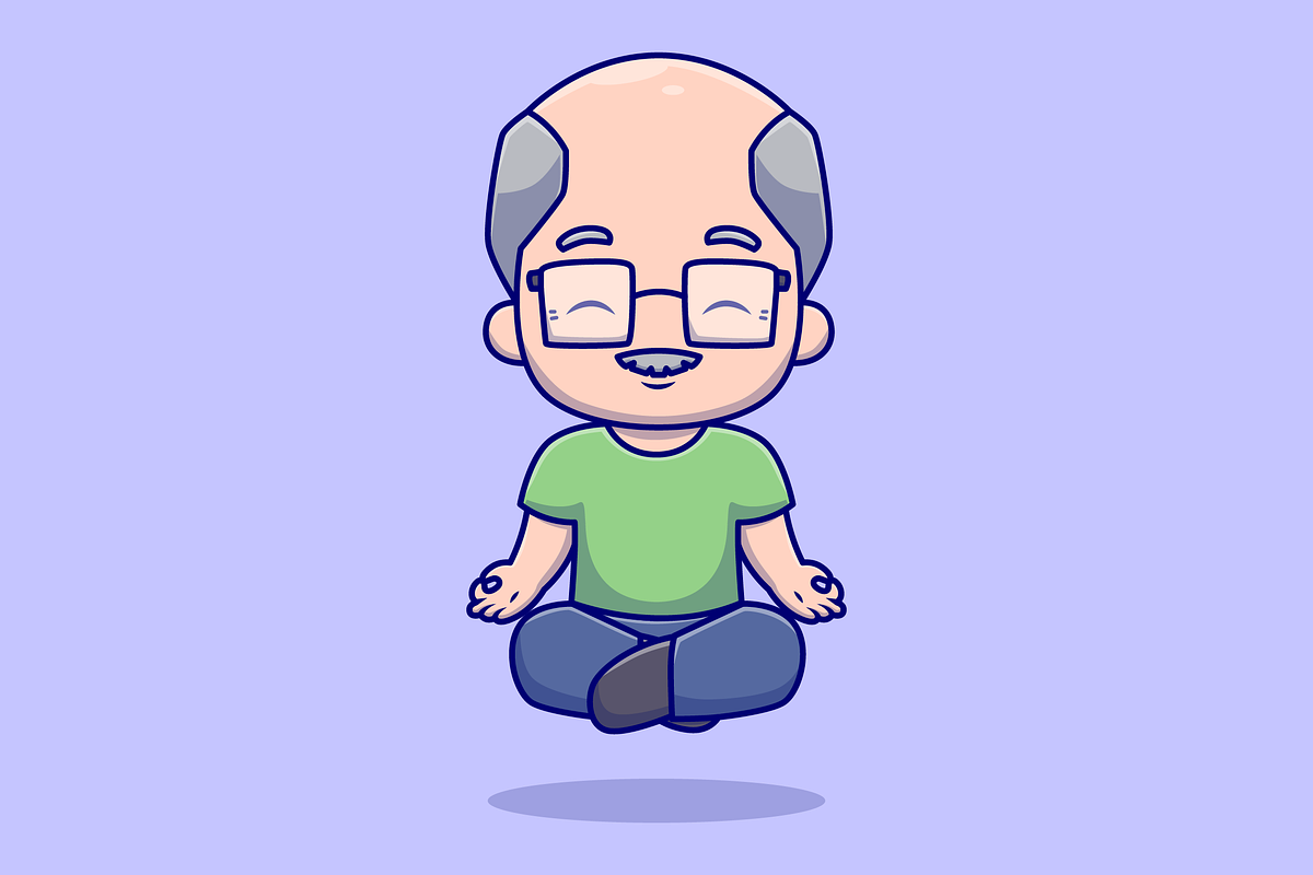 Cute Grandfather Meditation Yoga, a Person Illustration by Catalyst Labs