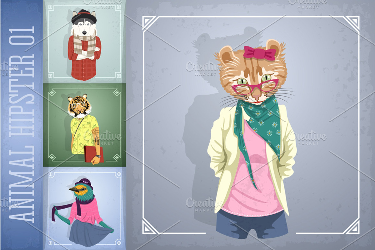 Animal Hipster 01, an Animal Illustration by Rosa Puchalt (Photo 2 of 5)