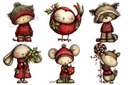 Whimsical Christmas Animal Clipart, an Illustration by Pixels.Craft (Thumbnail 4 of 6)