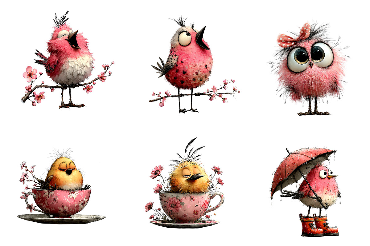 Whimsical Spring Bird Clipart, an Illustration by CreationArt (Photo 4 of 6)