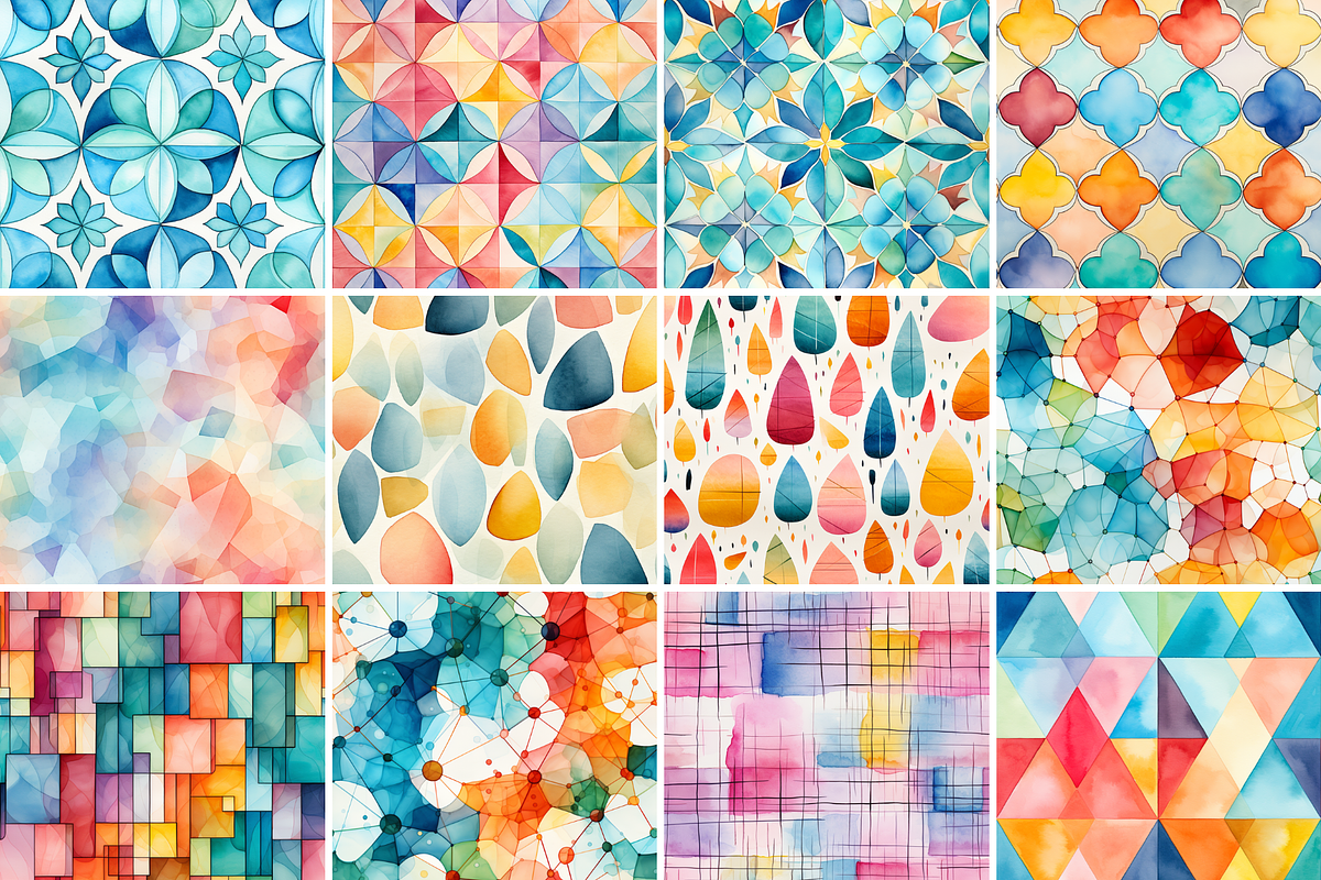Watercolor Seamless Patterns, a Pattern Graphic by Digidz (Photo 2 of 4)