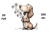 Whimsical Floral Dachshund, Cute Dog, an Animal Illustration by GiraffeCreative (Thumbnail 2 of 20)