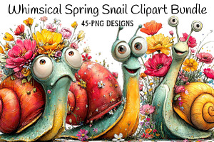 Whimsical Spring Snail Clipart, an Illustration by Daily.Designs