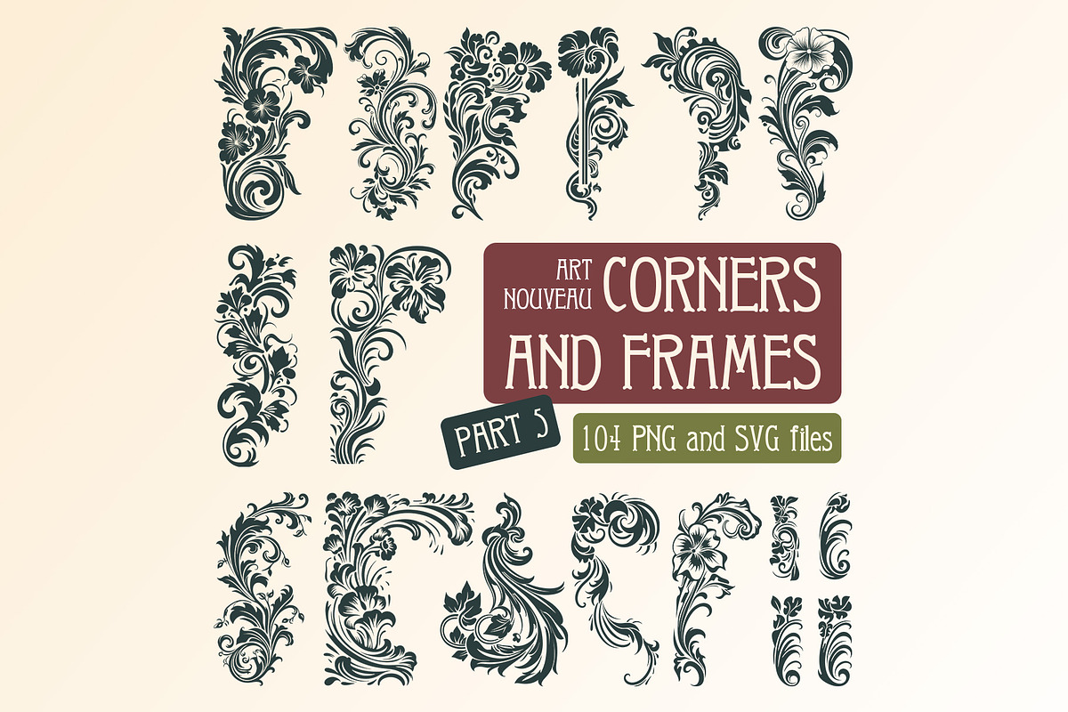 104 Art Nouveau Corners and Frames, a Decorative Illustration by Stanislav Kharchevskyi (Photo 1 of 6)