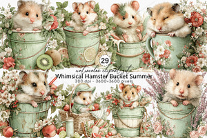 Whimsical Hamster Bucket Summer PNG, an Illustration by Canvas Craft