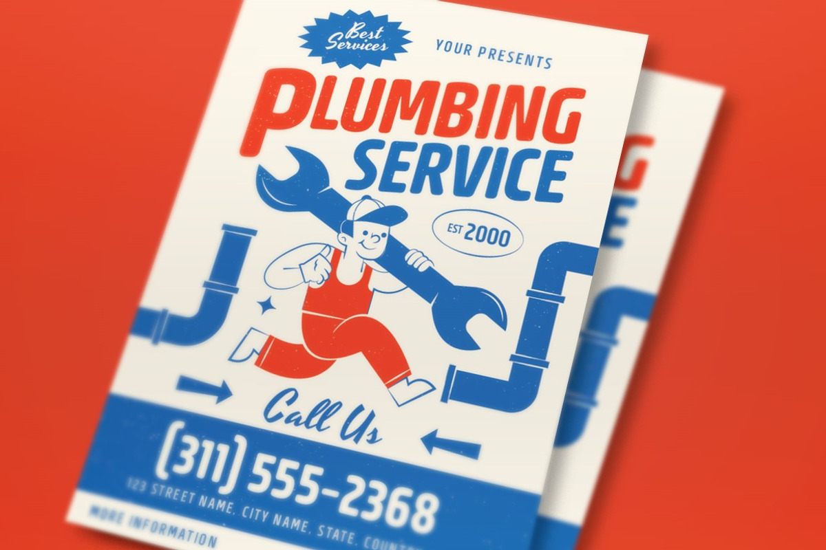 Blue Plumbing Service Flyer Set, a Flyer Template by graphicook (Photo 2 of 3)