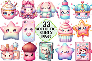 Kawaii Girly Aesthetic Clipart, an Illustration by Pixels.Craft