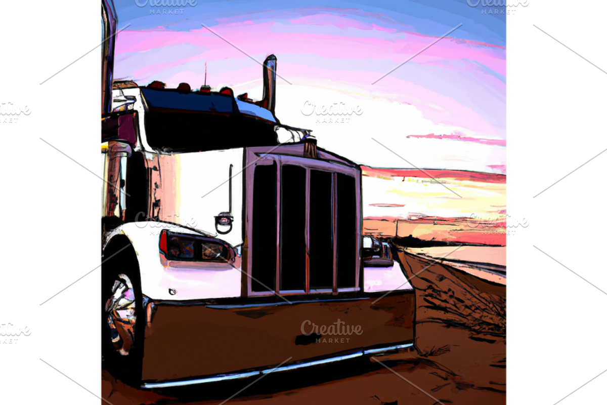 Art, Semi Truck, Illustration, a Stationery Template by Boho Pixel Dust (Photo 1 of 7)