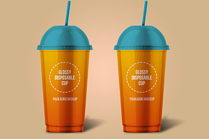 Glossy Disposable Cup Mockup