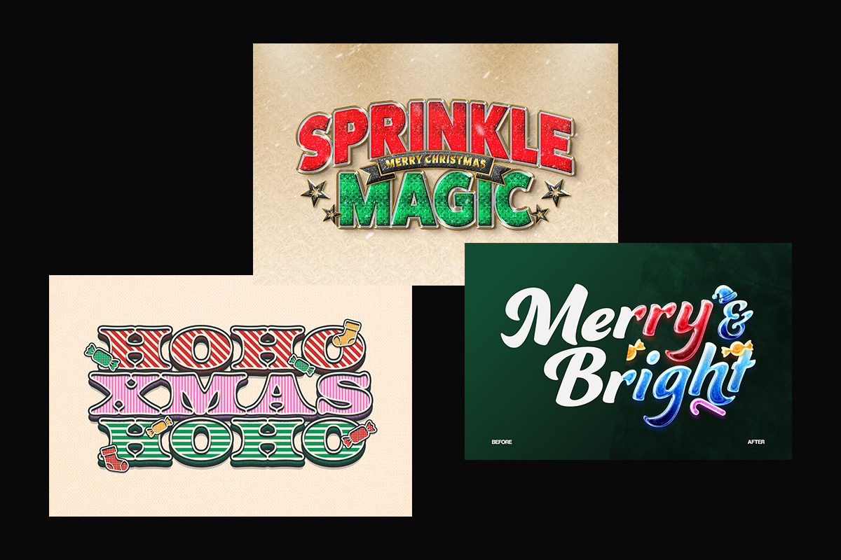 Festive Christmas Text Effect, a Layer Style Add-On by Matsero (Photo 2 of 4)