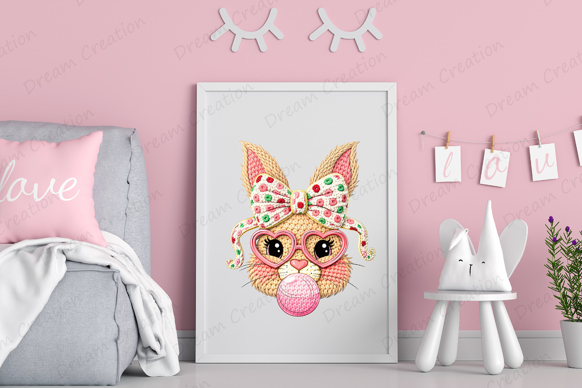 Yarn Crochet Easter Bunny, Coquette, an Illustration by Dream Creation (Photo 3 of 5)